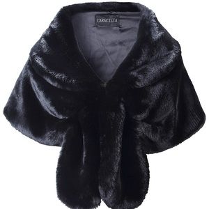 Classic Black Never Worn!Faux Fur Mini Jacket/Cape
